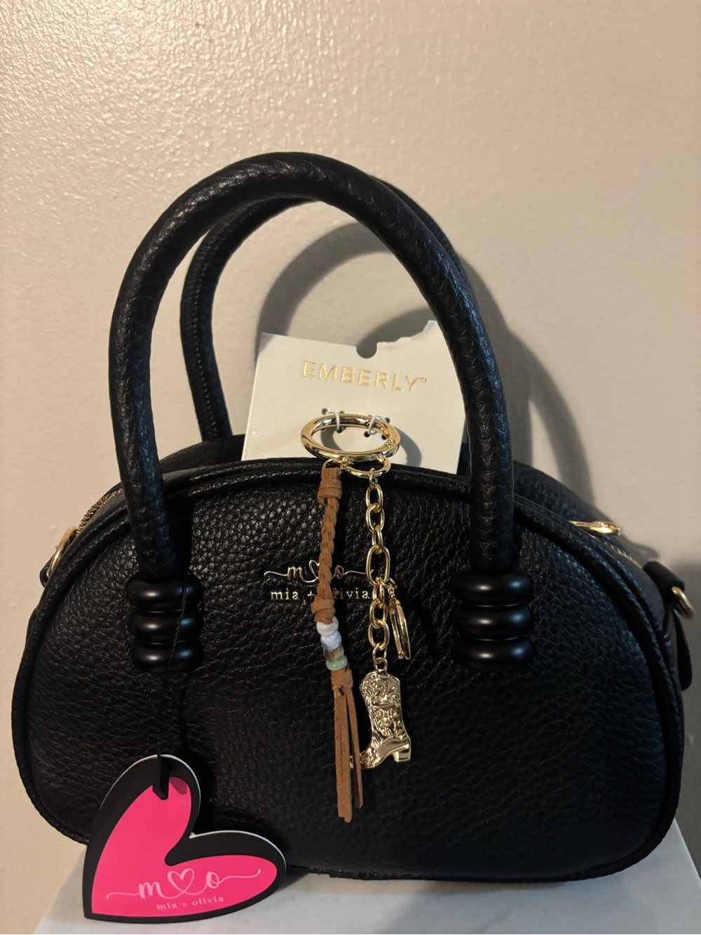 NWT Mia + Olivia Black Satchel Purse with Emberly Western Charm